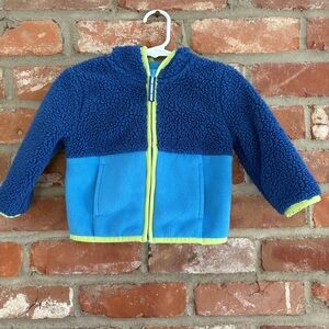 Cat and Jack Hooded Fleece Jacket Coat Blue Green 12m